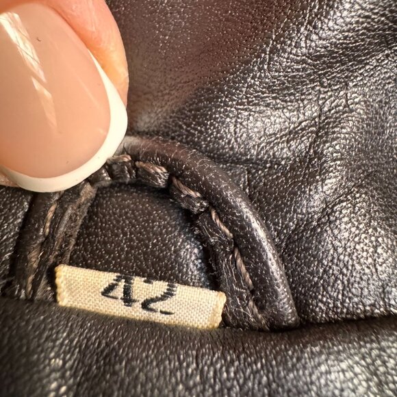 Vtg Western Leather Jacket Mens 42 Korea Vintage Brown Cowboy Peter Pan Collar - Picture 4 of 7